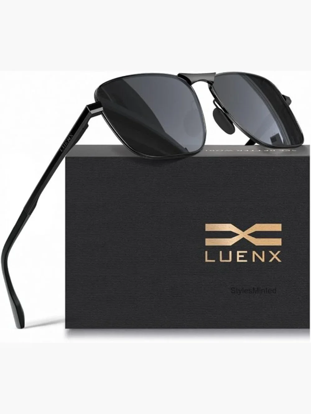 Rectangular Polarized Aviator Sunglasses Men Square Retro Shades UV400
